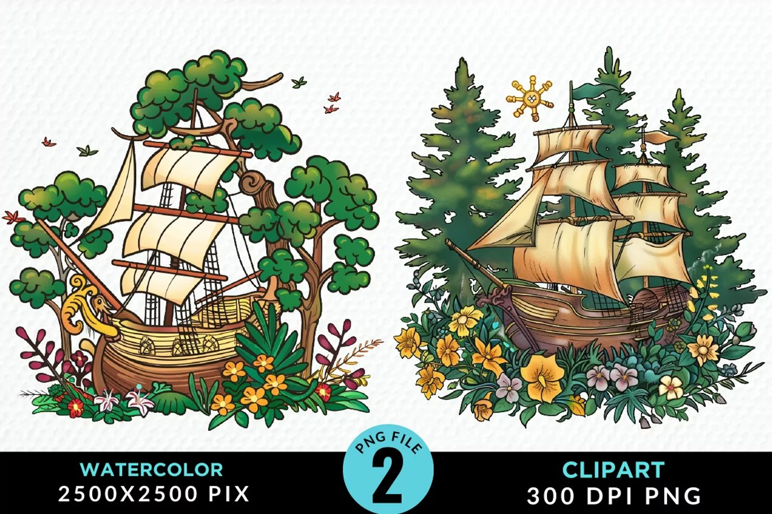 Watercolor Noah's Ark Artwork Clipart product image 1