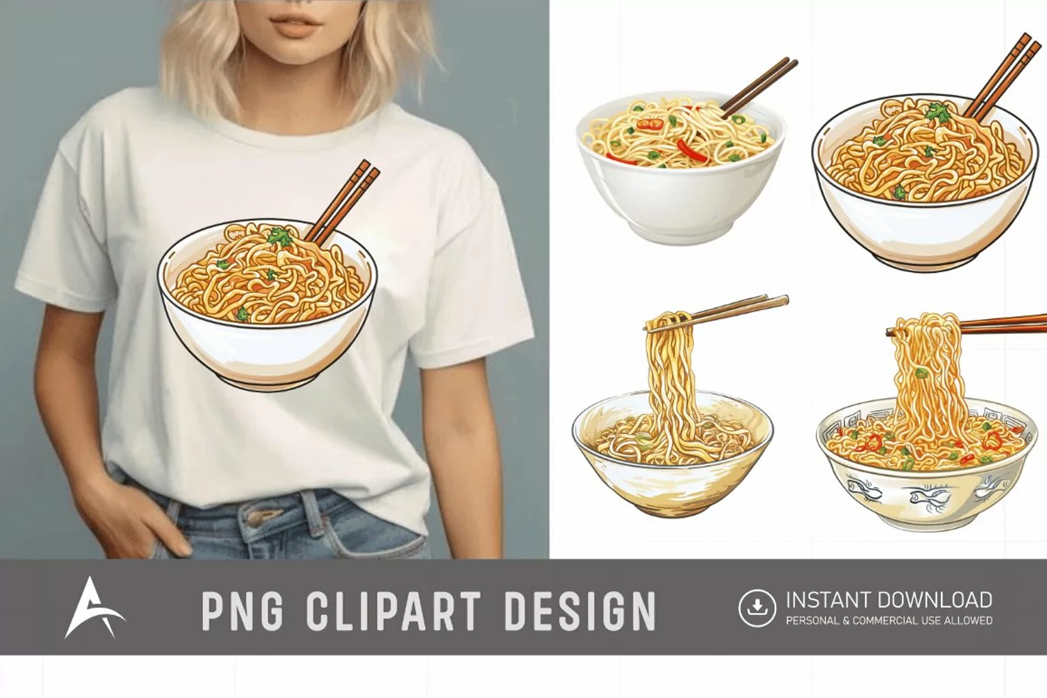 Watercolor Noodles Clipart product image 1