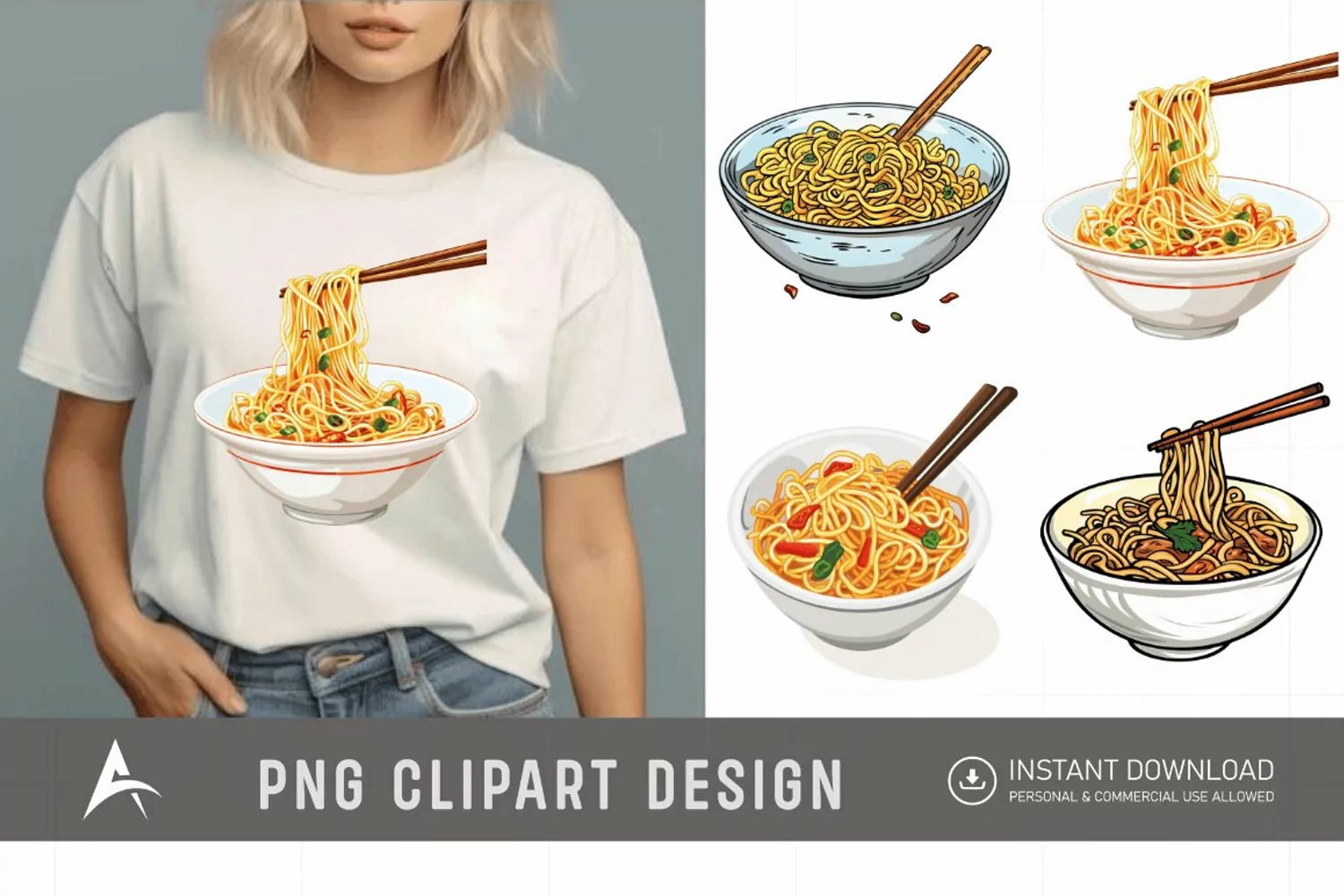 Watercolor Noodles Clipart product image 1