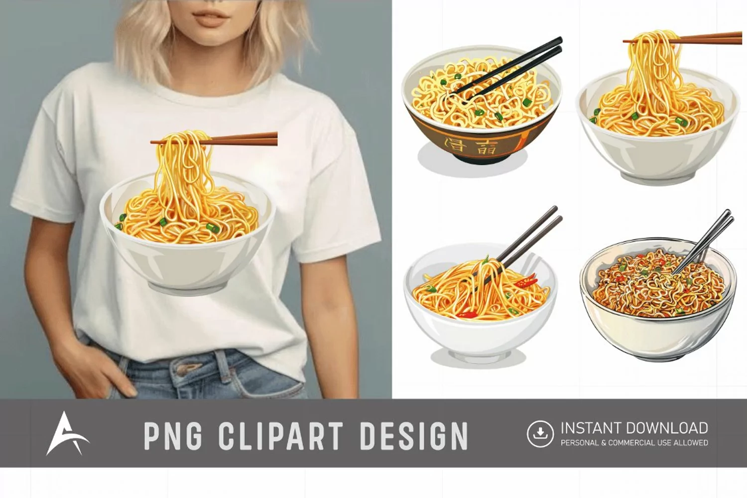 Watercolor Noodles Clipart product image 1