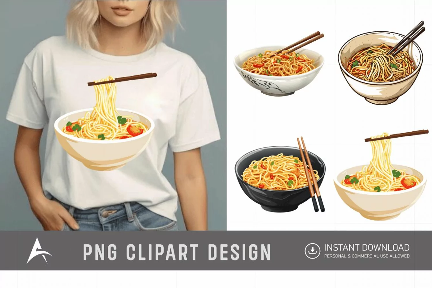 Watercolor Noodles Clipart product image 1