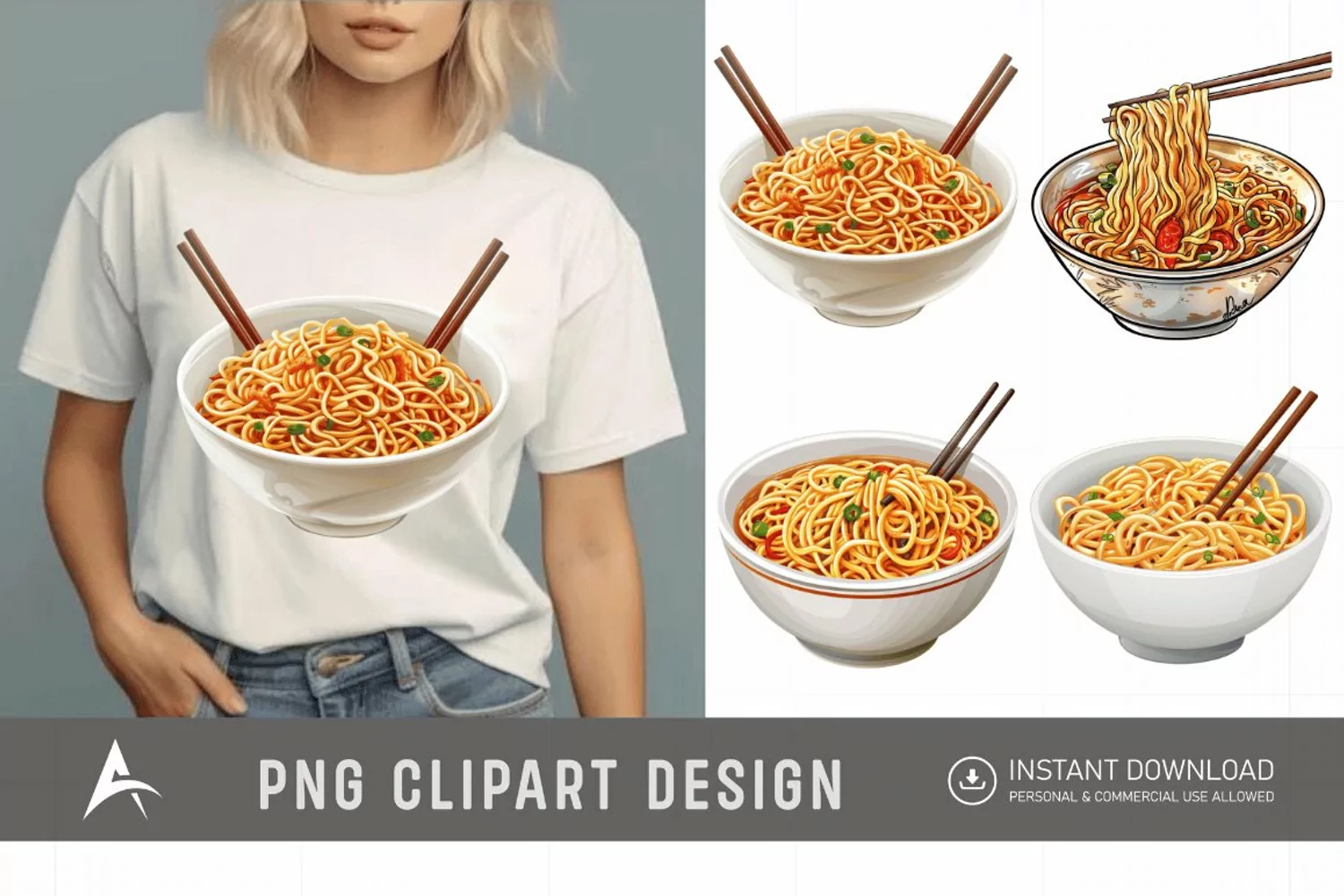 Watercolor Noodles Clipart product image 1