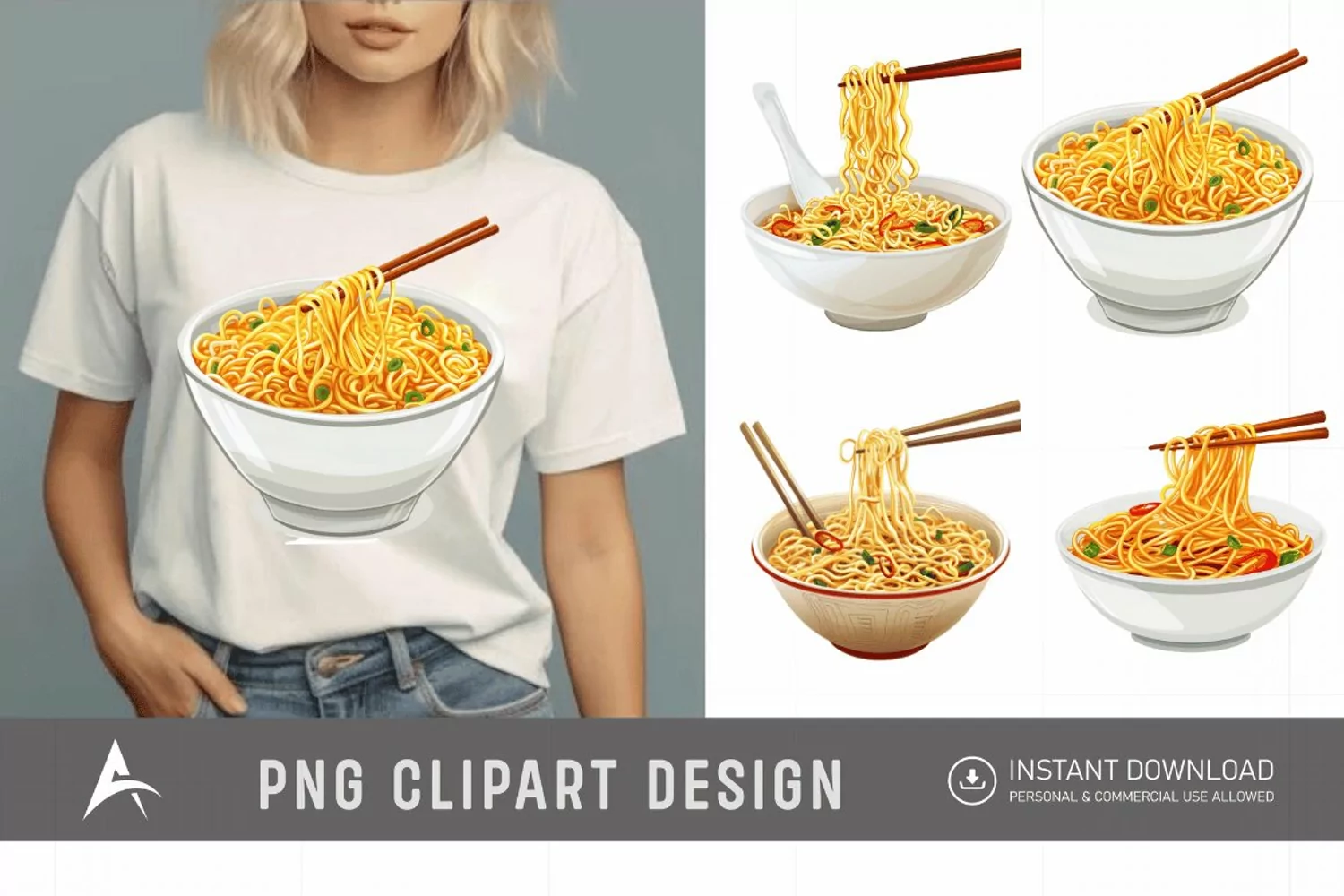 Watercolor Noodles Clipart product image 1