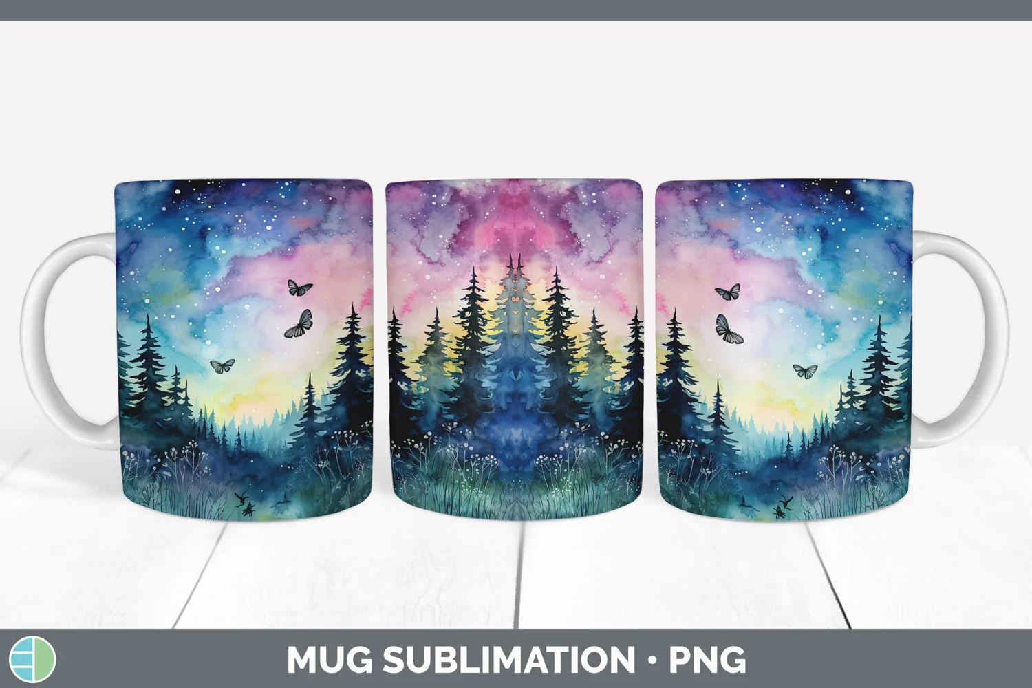 GorgeousWatercolor Mug Wrap design.