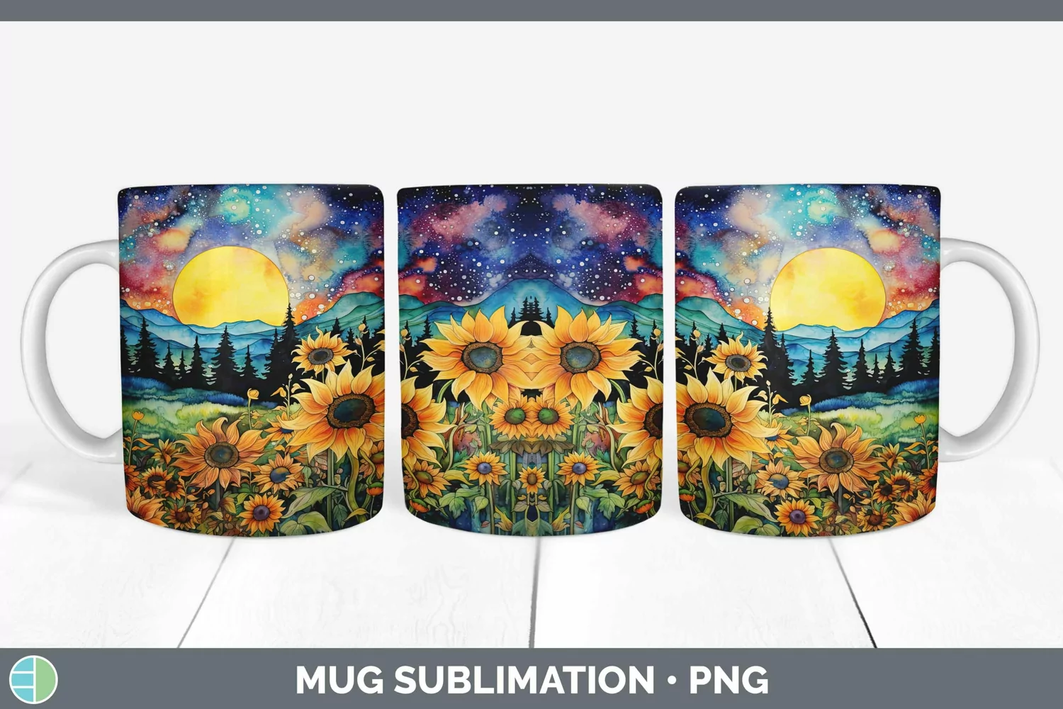 GorgeousWatercolor Mug Wrap design.