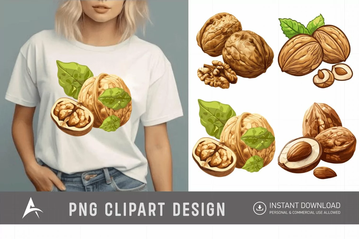 Watercolor Nuts Clipart product image 1