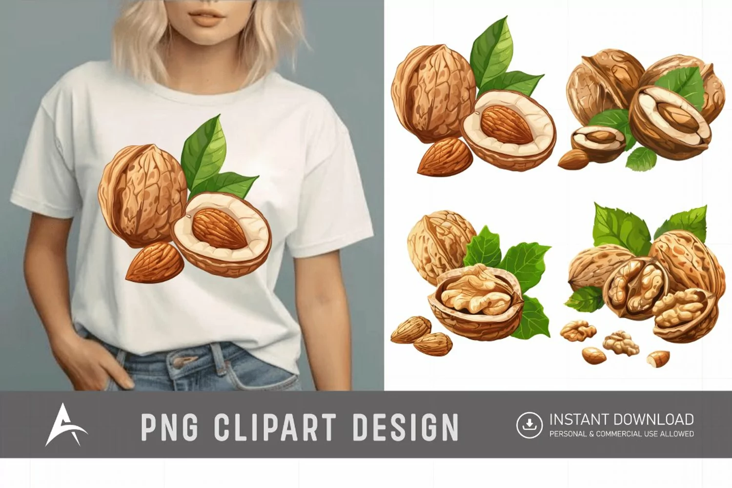 Watercolor Nuts Clipart product image 1