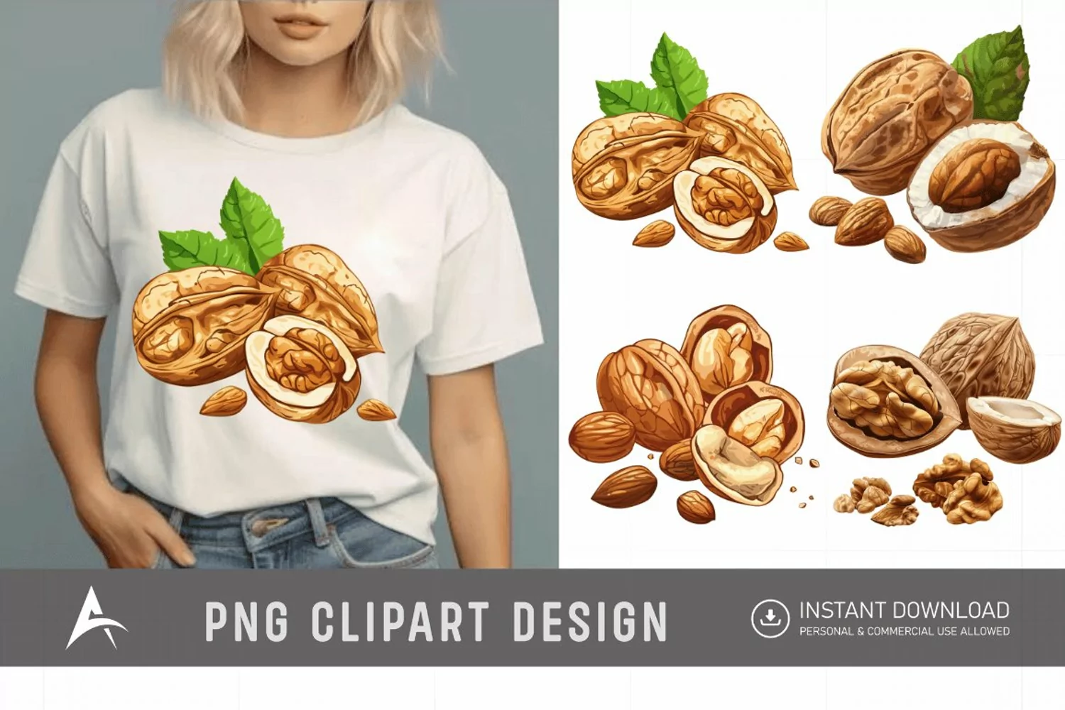 Watercolor Nuts Clipart product image 1