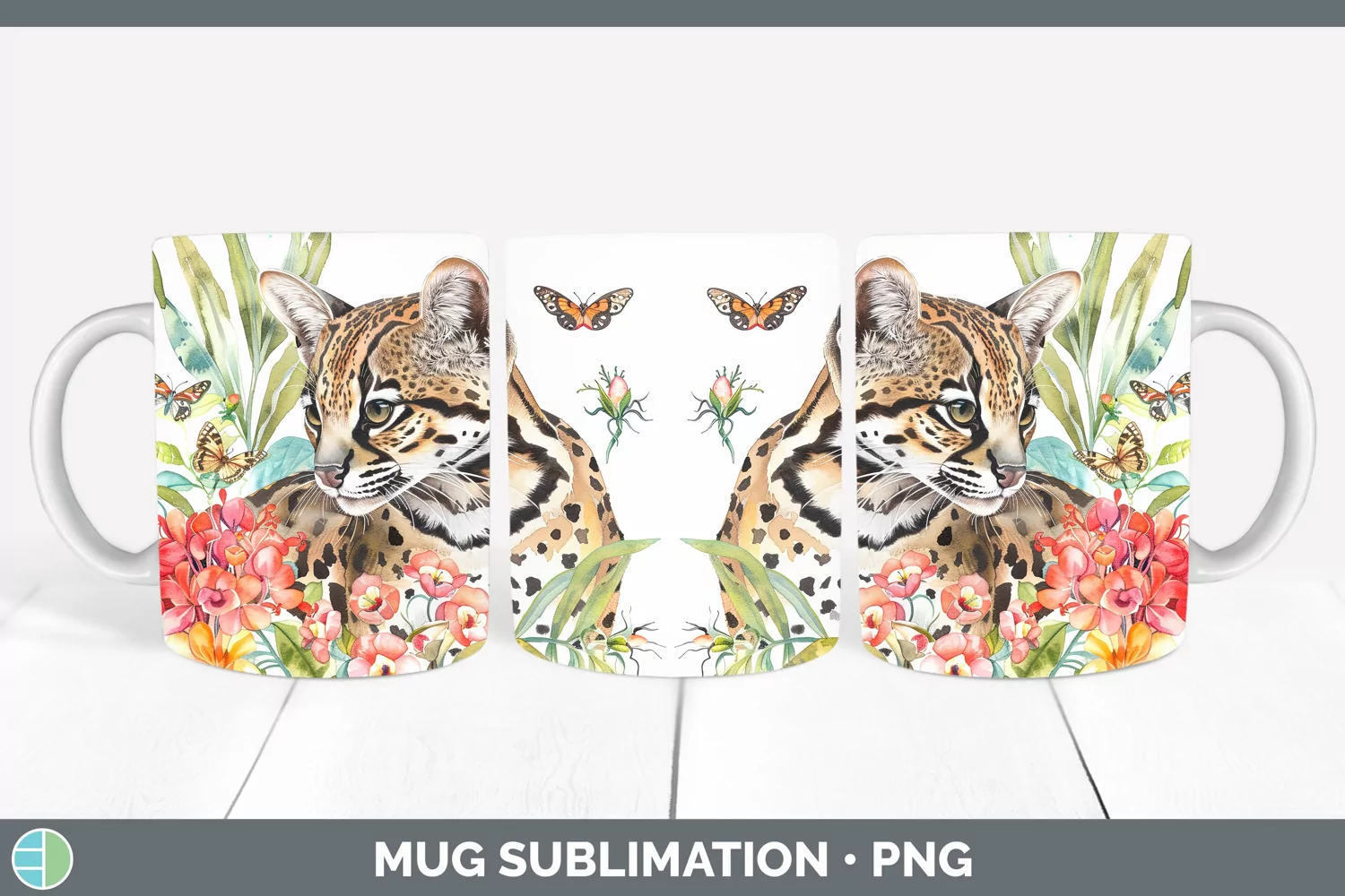 GorgeousWatercolor Mug Wrap design.