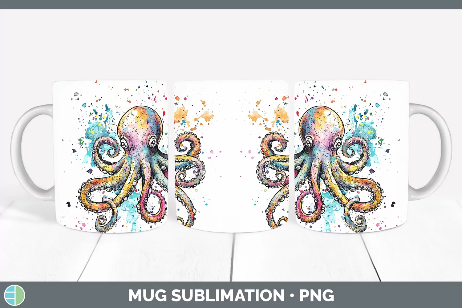 GorgeousWatercolor Mug Wrap design.