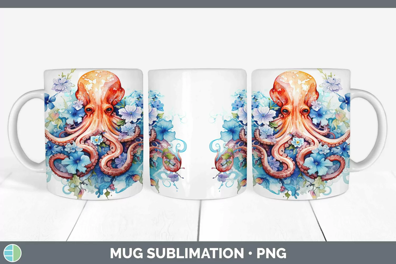 GorgeousWatercolor Mug Wrap design.