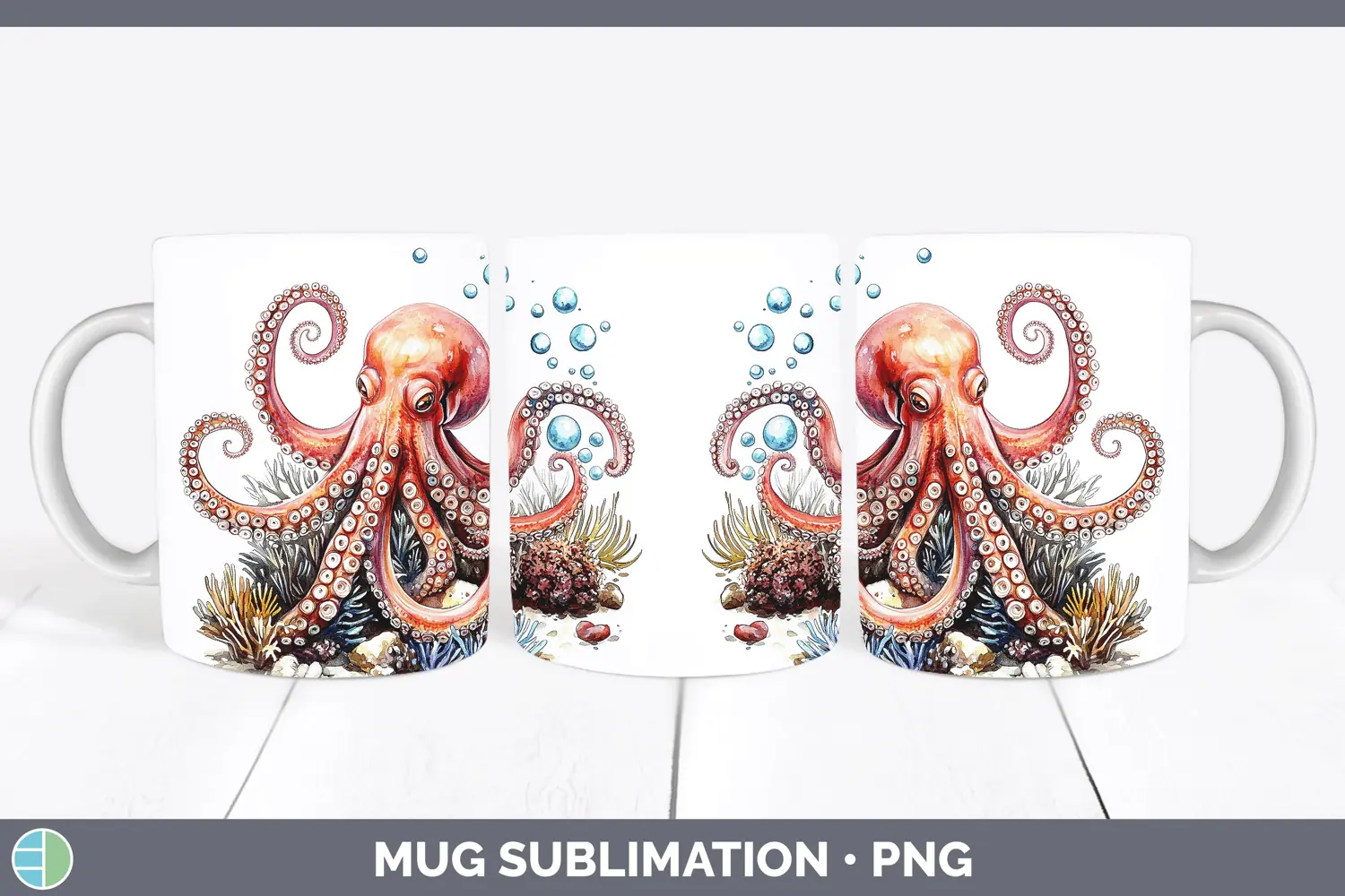 GorgeousWatercolor Mug Wrap design.