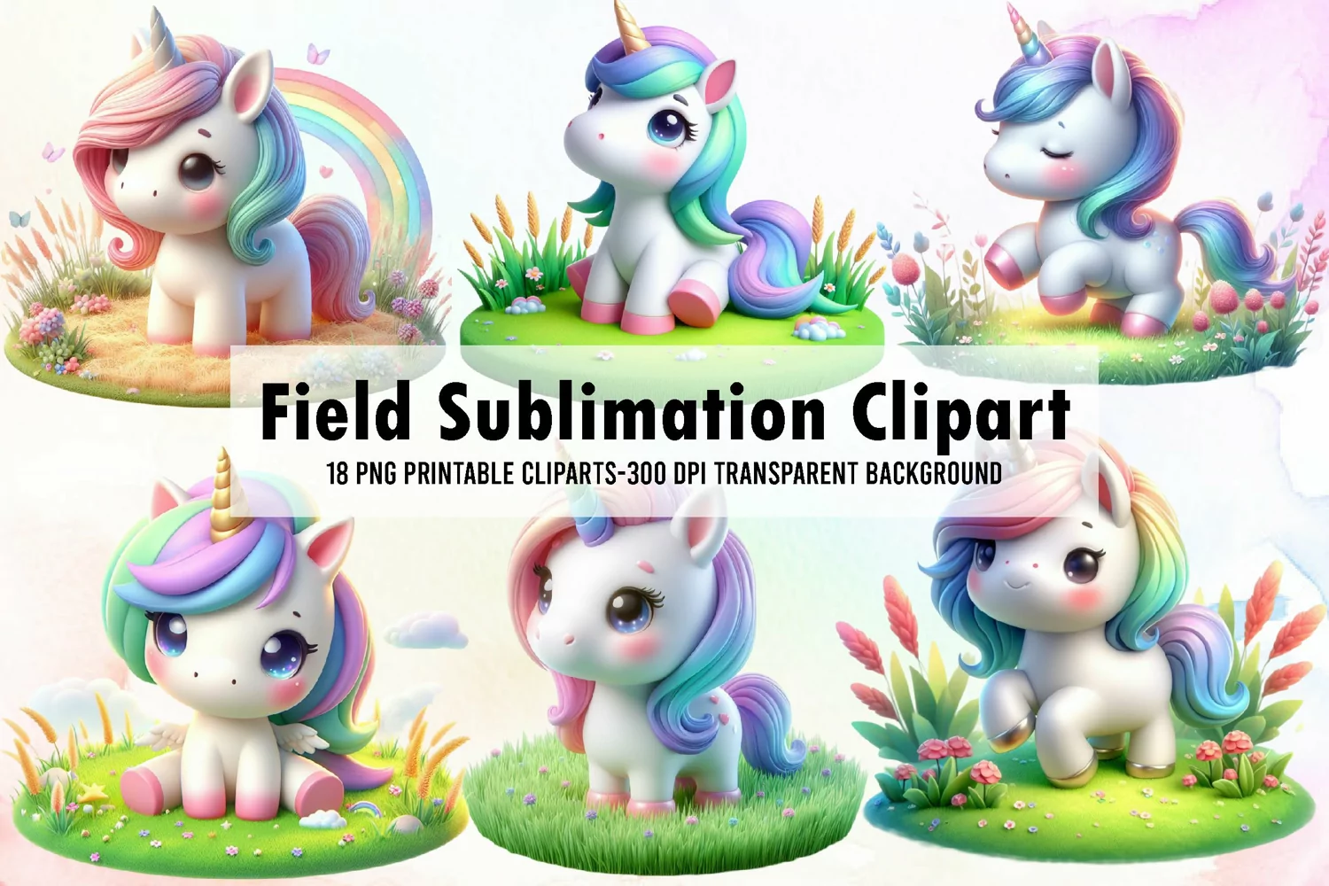Watercolor on the field Sublimation clipart product image 1
