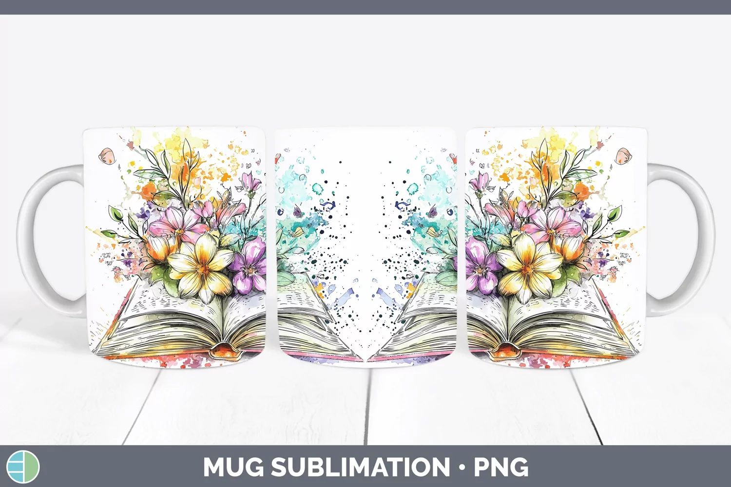 GorgeousWatercolor Mug Wrap design.