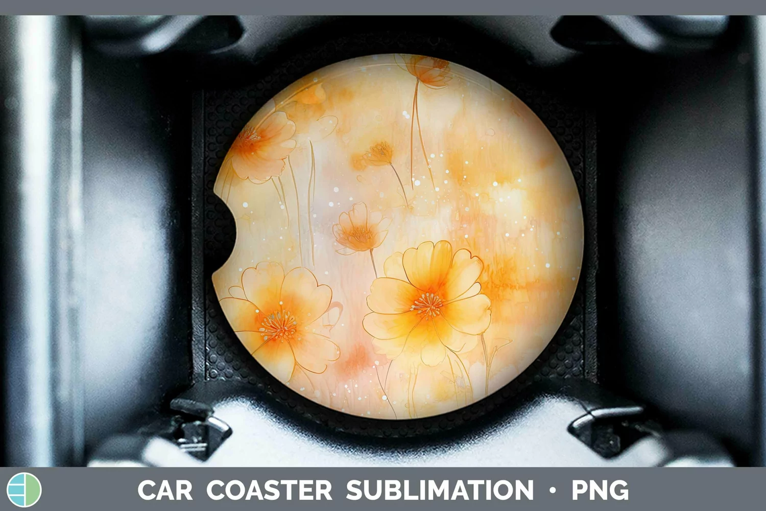 GorgeousWatercolor Car Coaster design.