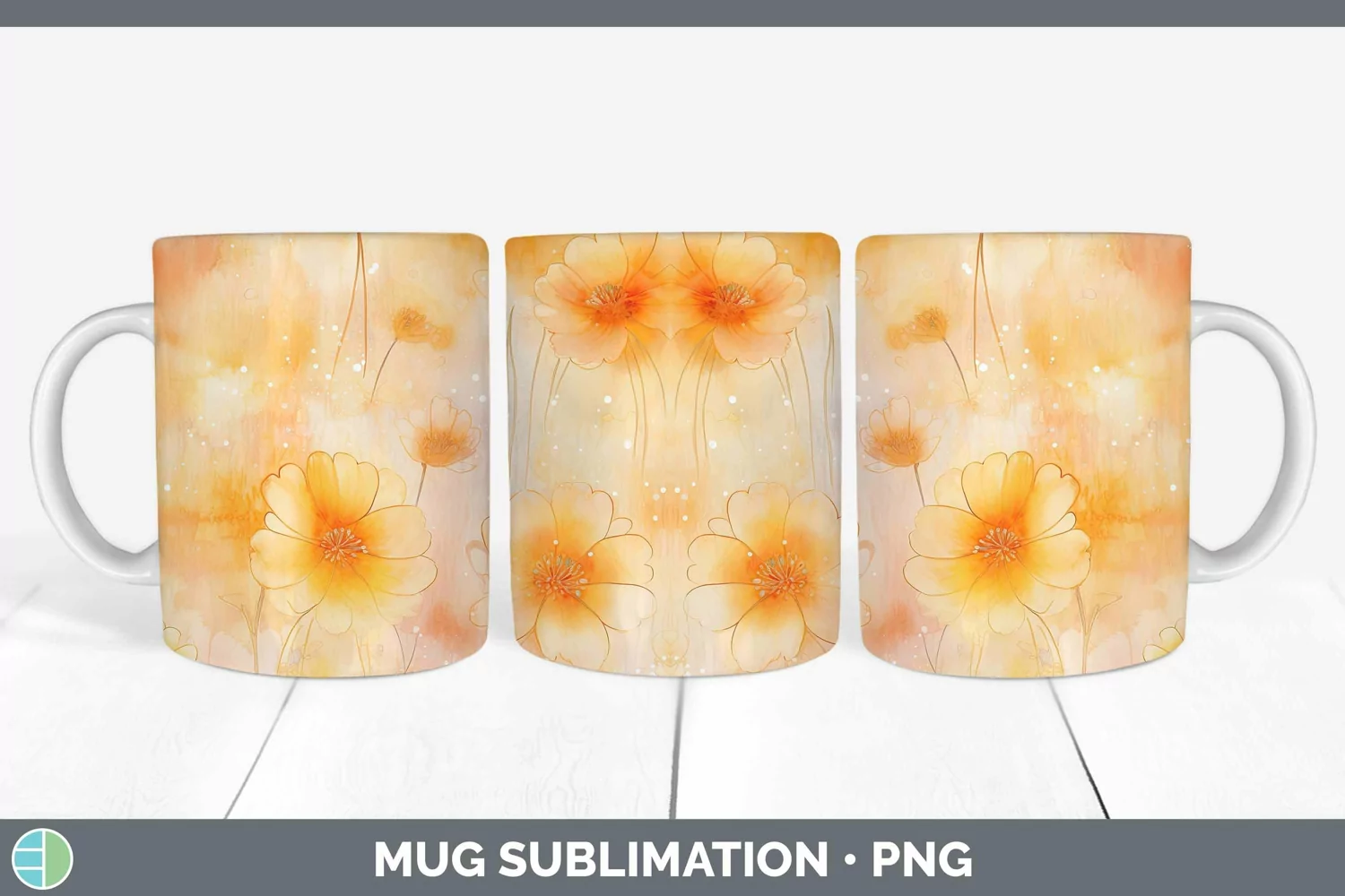GorgeousWatercolor Mug Wrap design.