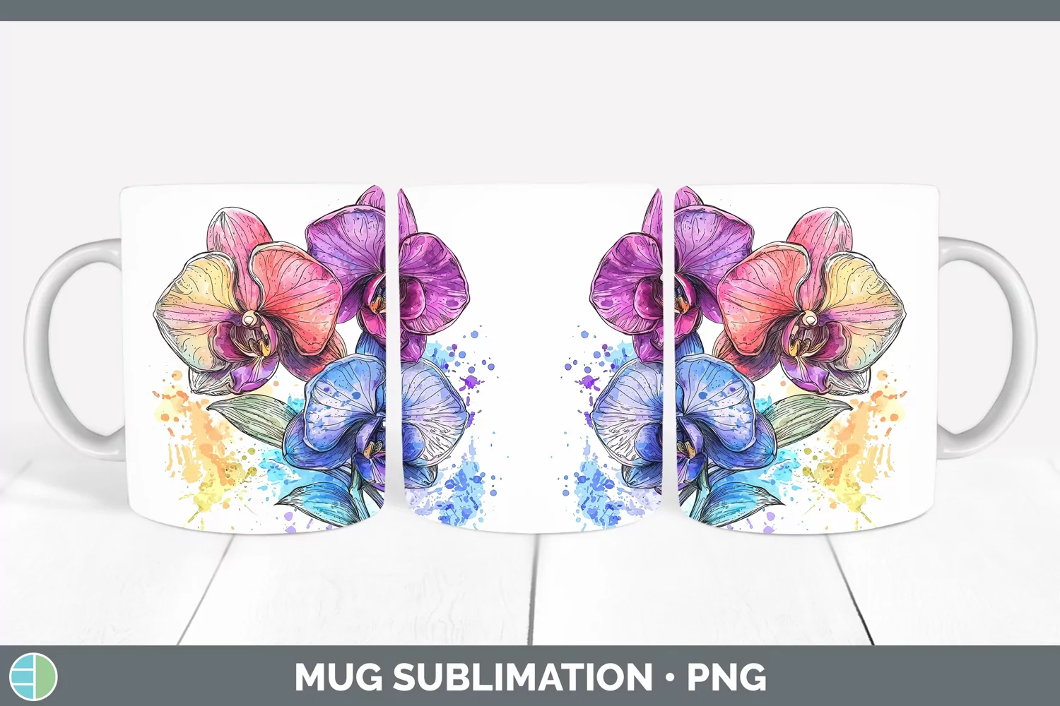 GorgeousWatercolor Mug Wrap design.