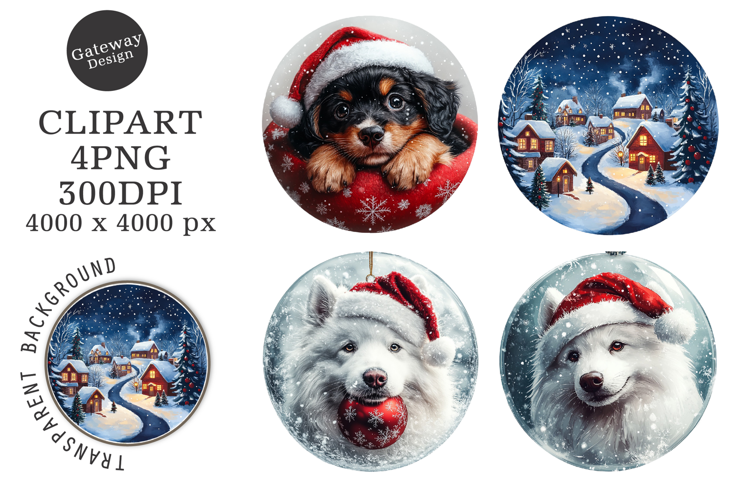 Watercolor Ornament Dog Sublimation Clipart product image 1