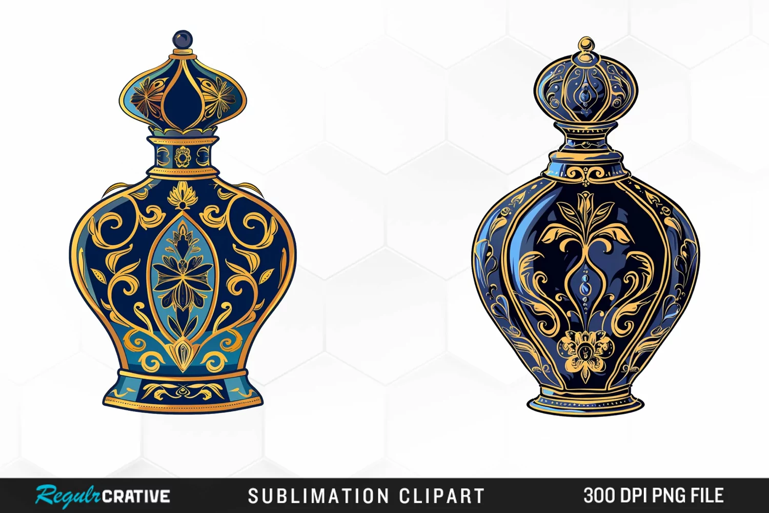 Watercolor Ornate Perfume Bottle Exquisite Clipart product image 1