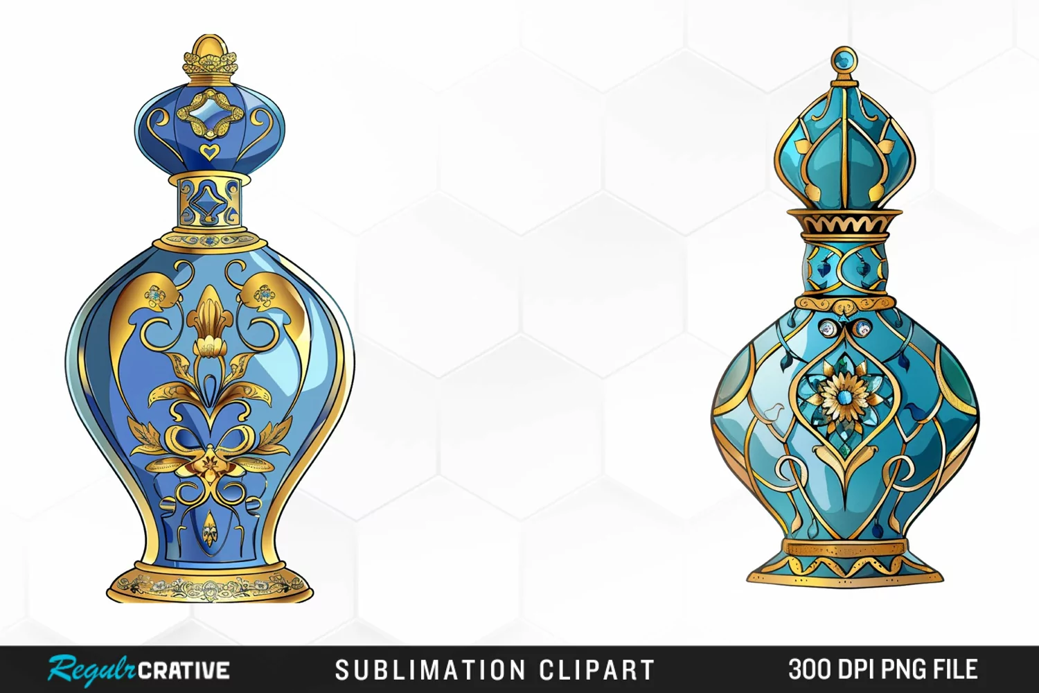 Watercolor Ornate Perfume Bottle Exquisite Clipart product image 1