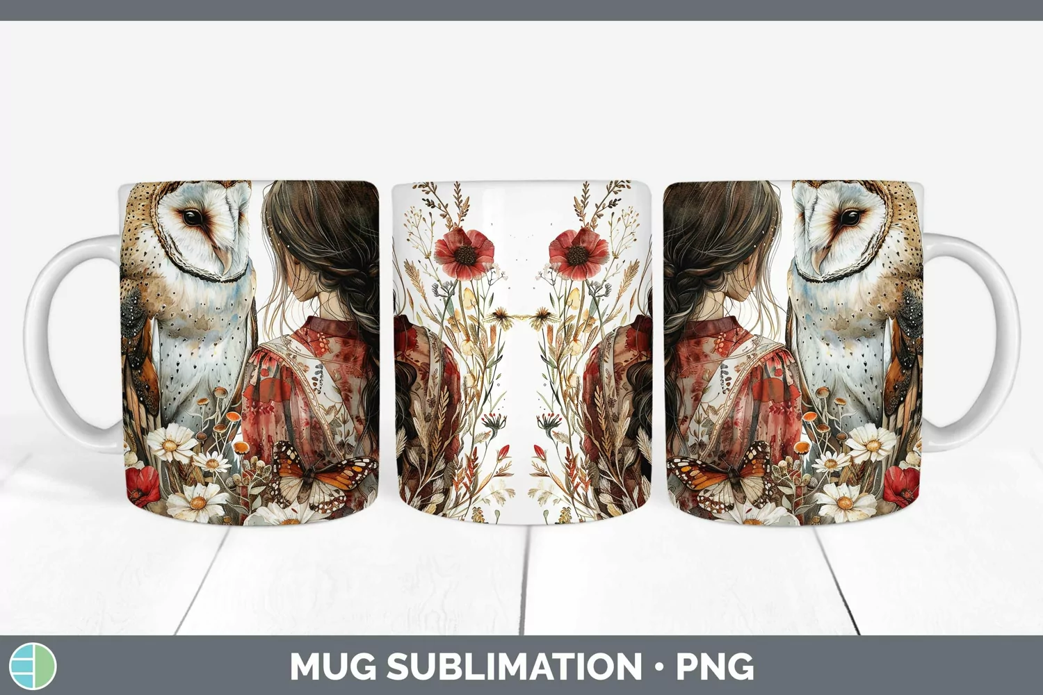 GorgeousWatercolor Mug Wrap design.