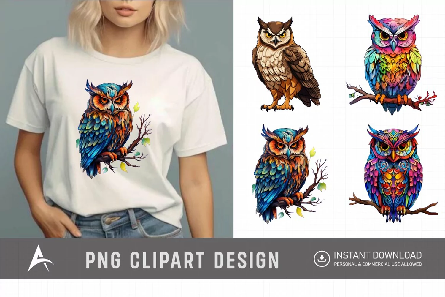 Watercolor Owl Clipart , Forest Animal Clipart product image 1