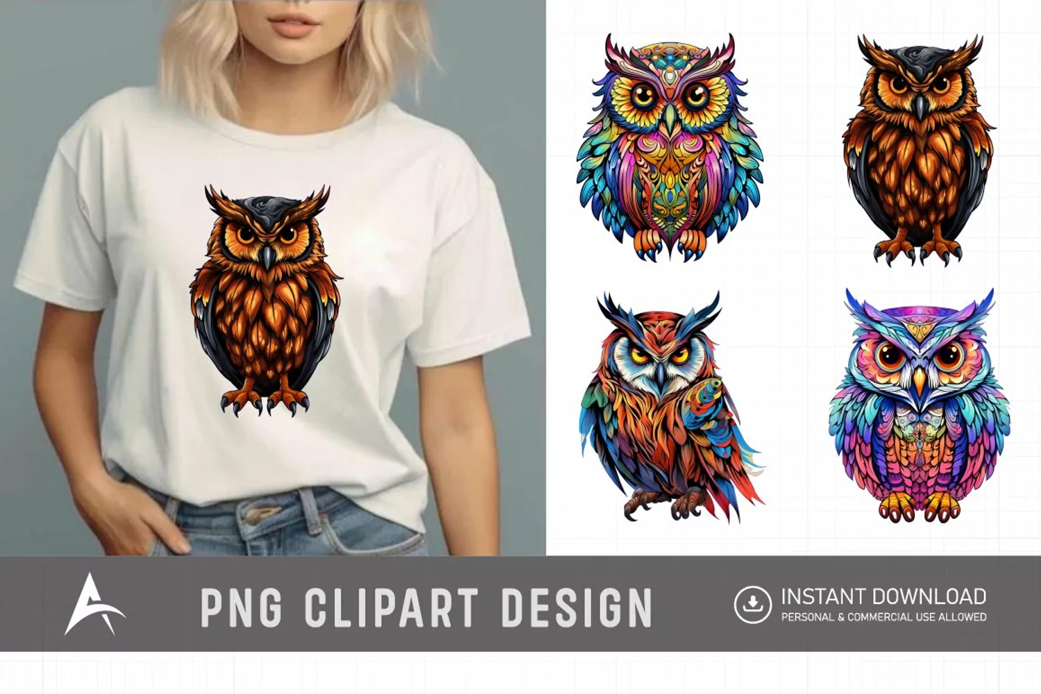 Watercolor Owl Clipart , Forest Animal Clipart product image 1