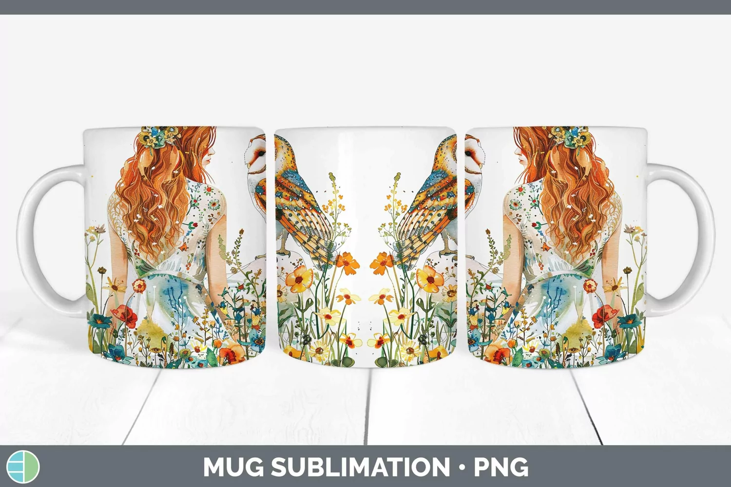 GorgeousWatercolor Mug Wrap design.