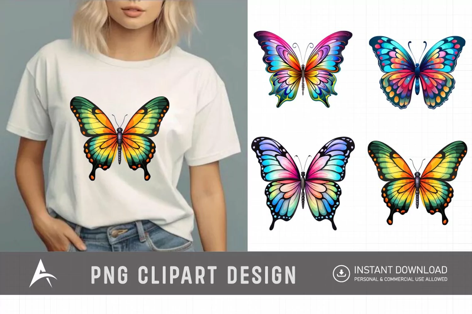 Watercolor Painted Butterflies Clipart product image 1