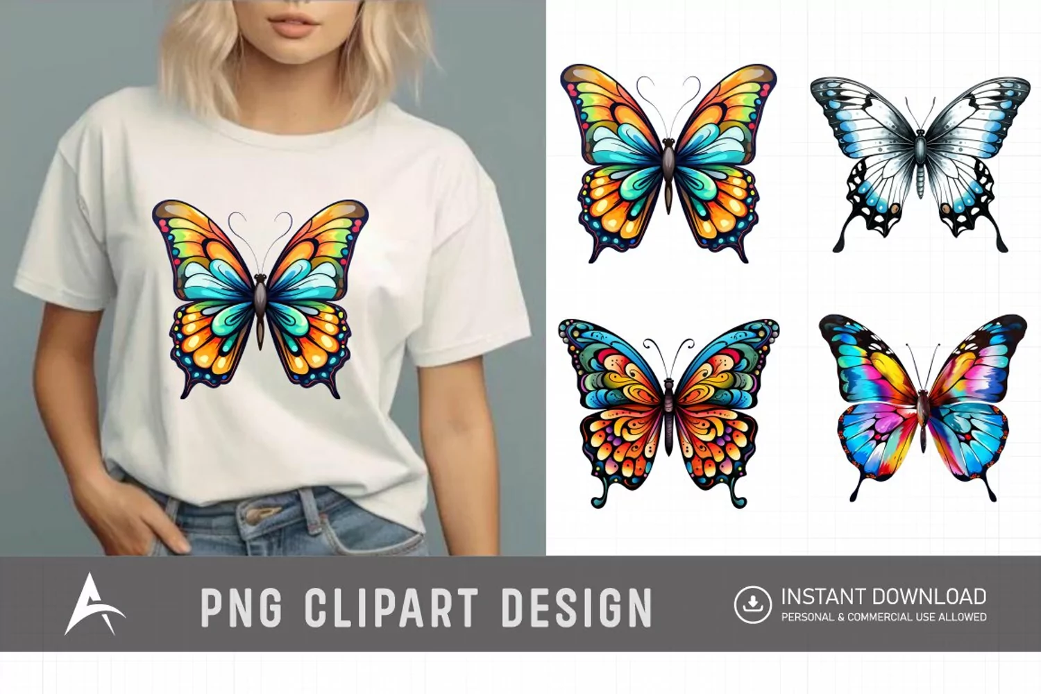 Watercolor Painted Butterflies Clipart product image 1