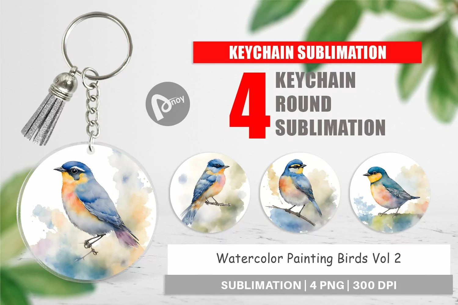 Keychain Watercolor Painting Birds product image 1