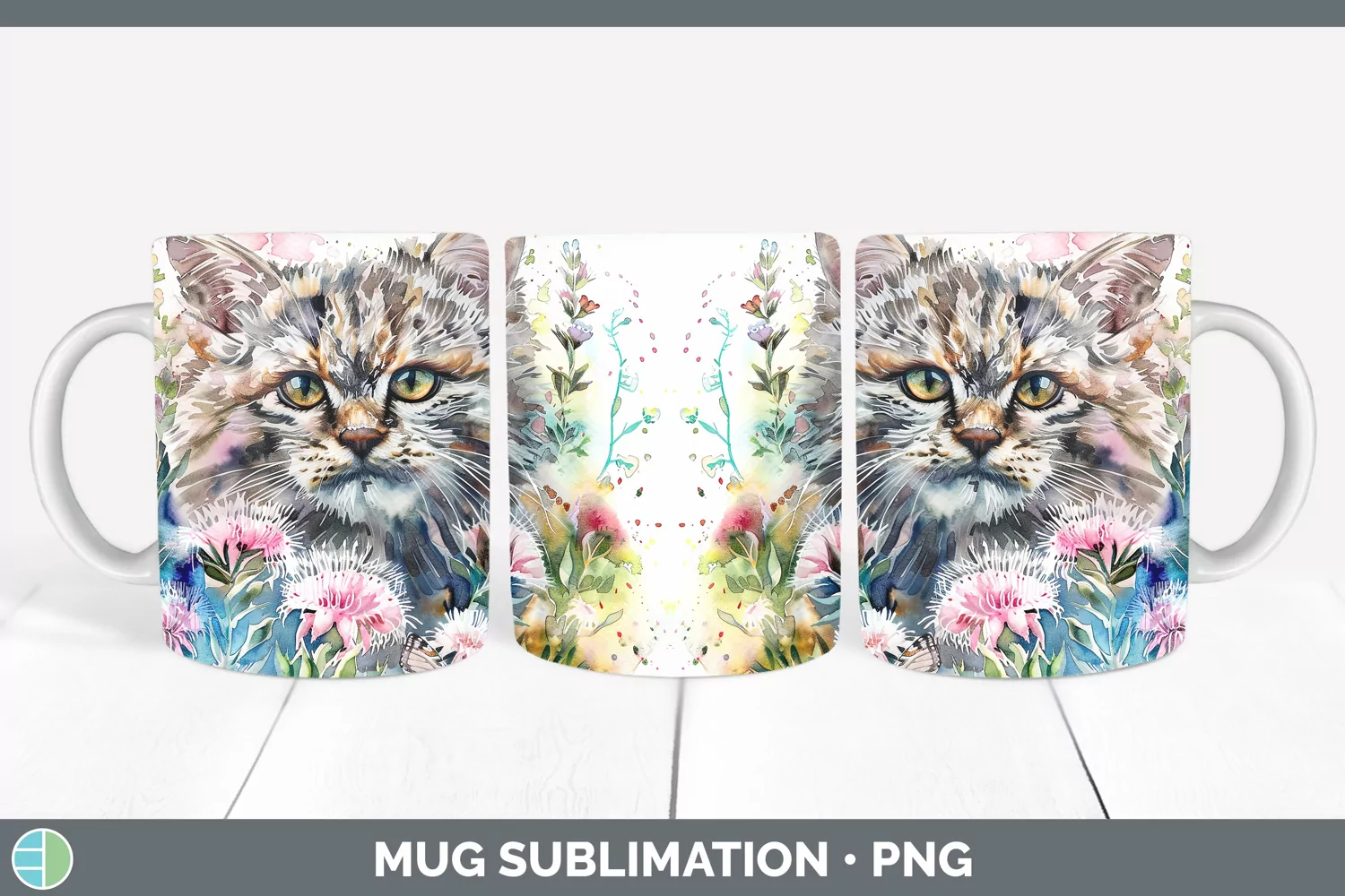 GorgeousWatercolor Mug Wrap design.