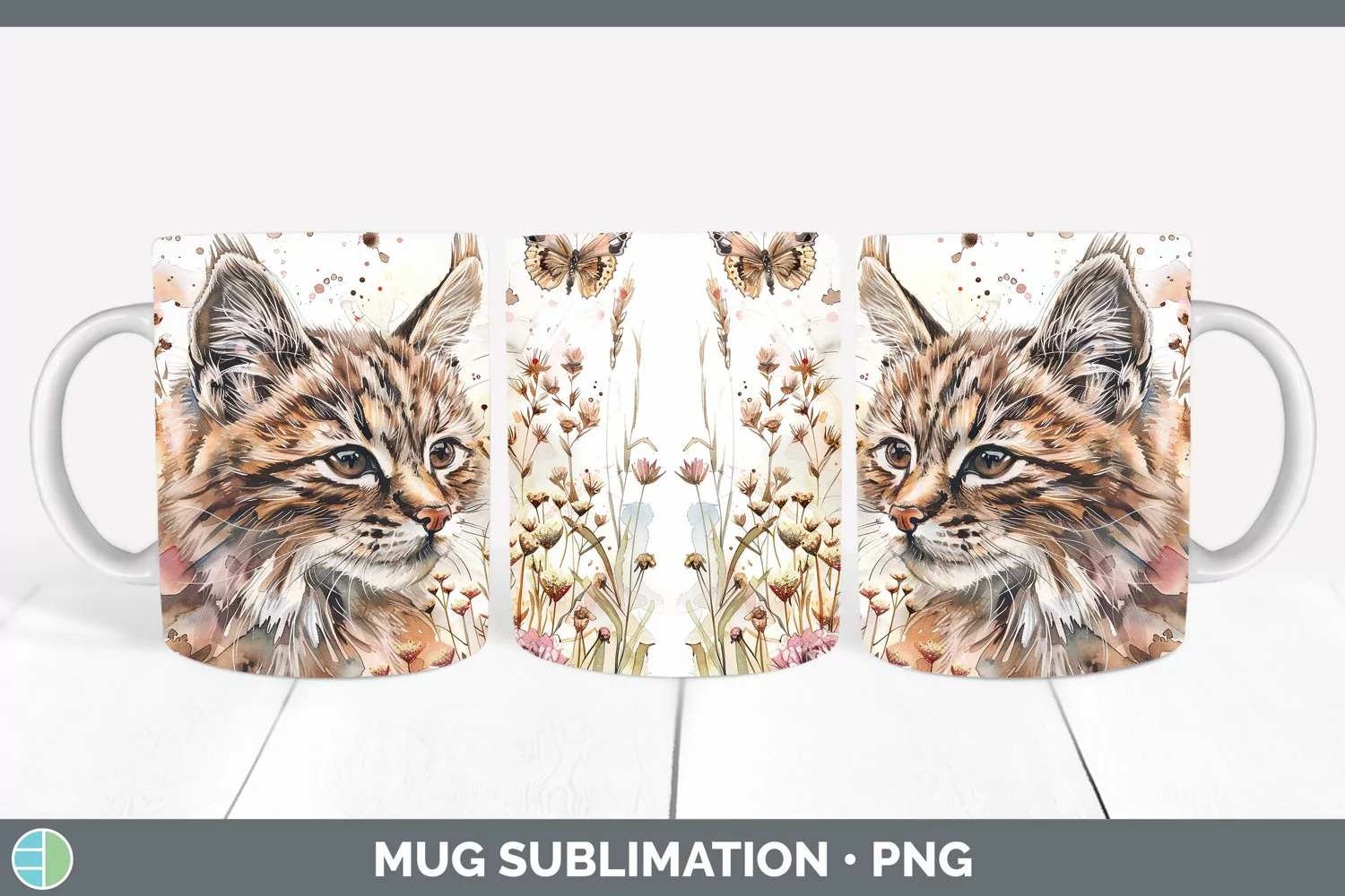 GorgeousWatercolor Mug Wrap design.