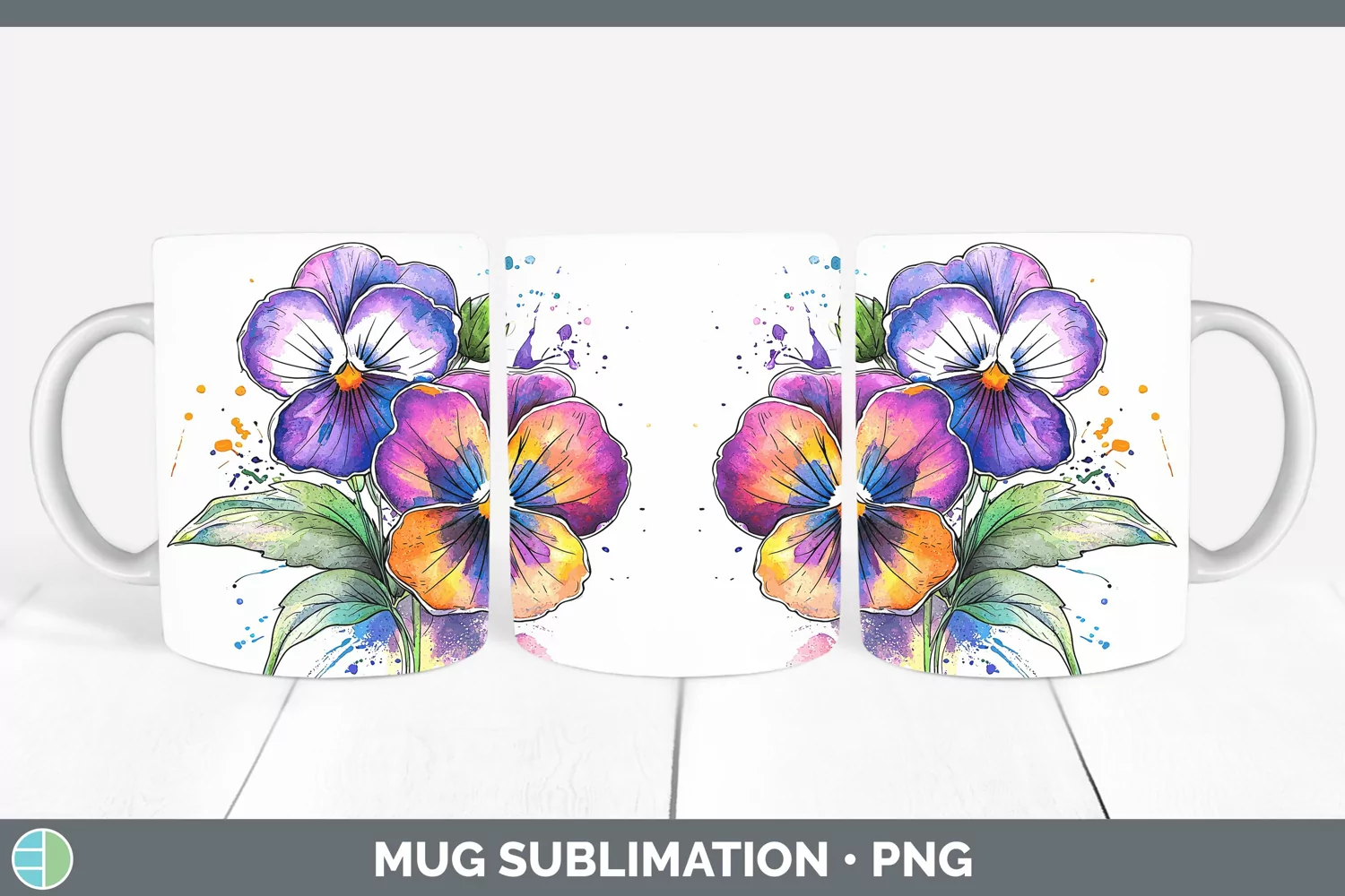 GorgeousWatercolor Mug Wrap design.