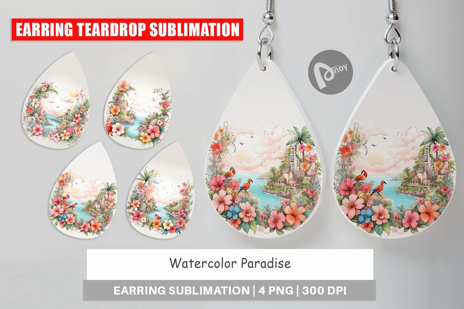 Earring Teardrop Watercolor Paradise product image 1