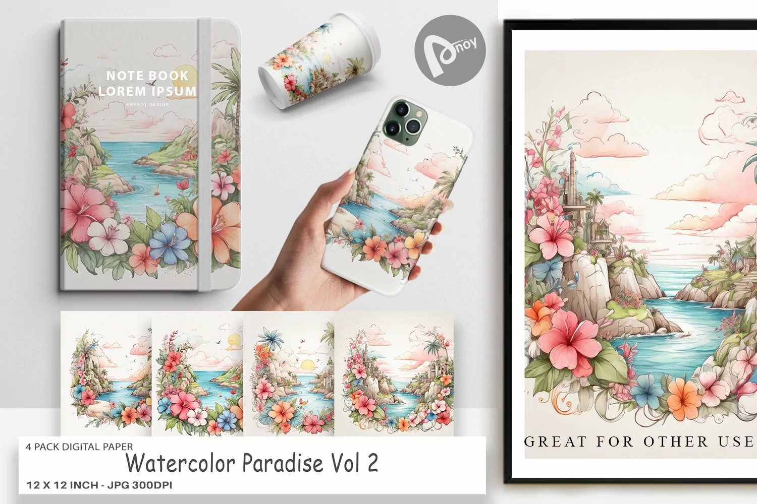 Digital Paper Watercolor Paradise product image 1