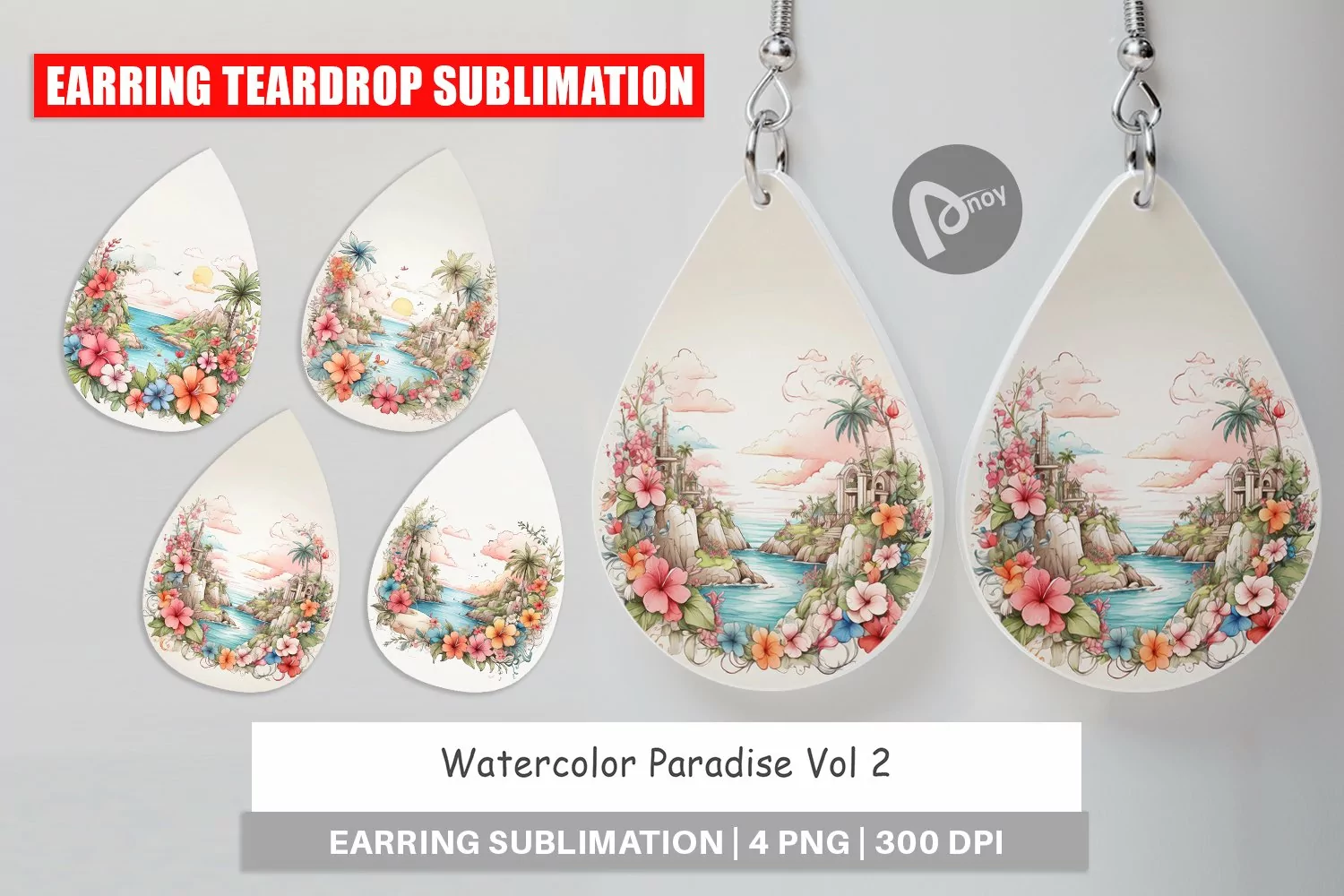 Earring Teardrop Watercolor Paradise product image 1