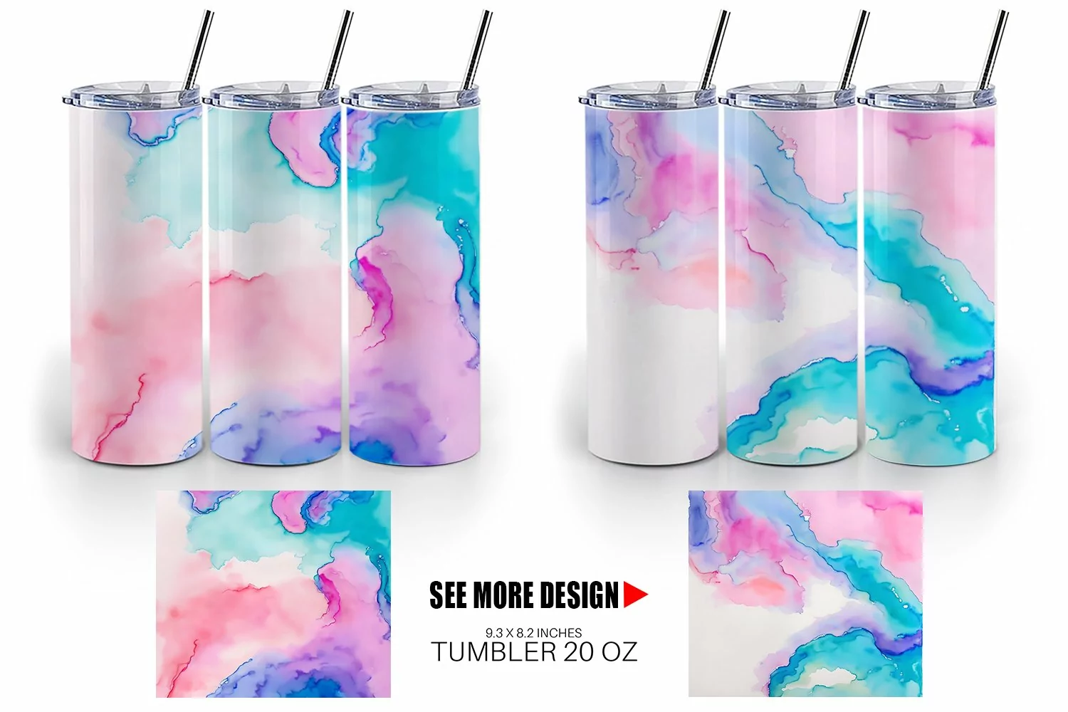 Watercolor Pastel Alcohol Ink | Tumbler Sublimation Wrap product image 1