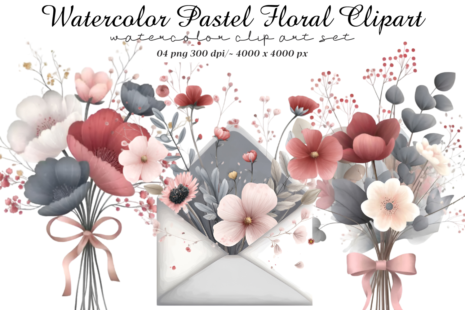 Watercolor Pastel Floral Clipart product image 1