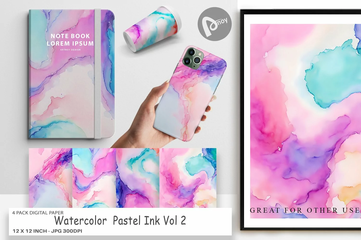 Digital Paper Watercolor Pastel Ink product image 1