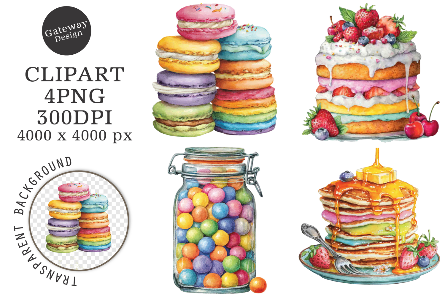 Watercolor Pastel Sweets Clipart product image 1