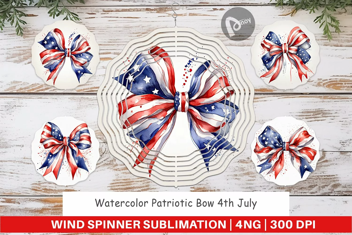 Wind Spinner Watercolor Patriotic Bow product image 1