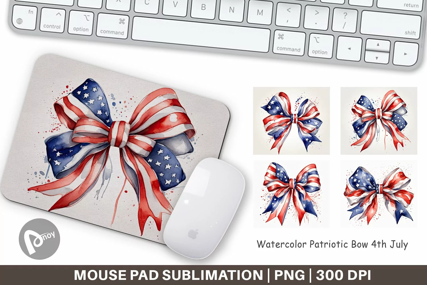 Mouse Pad Watercolor Patriotic Bow product image 1