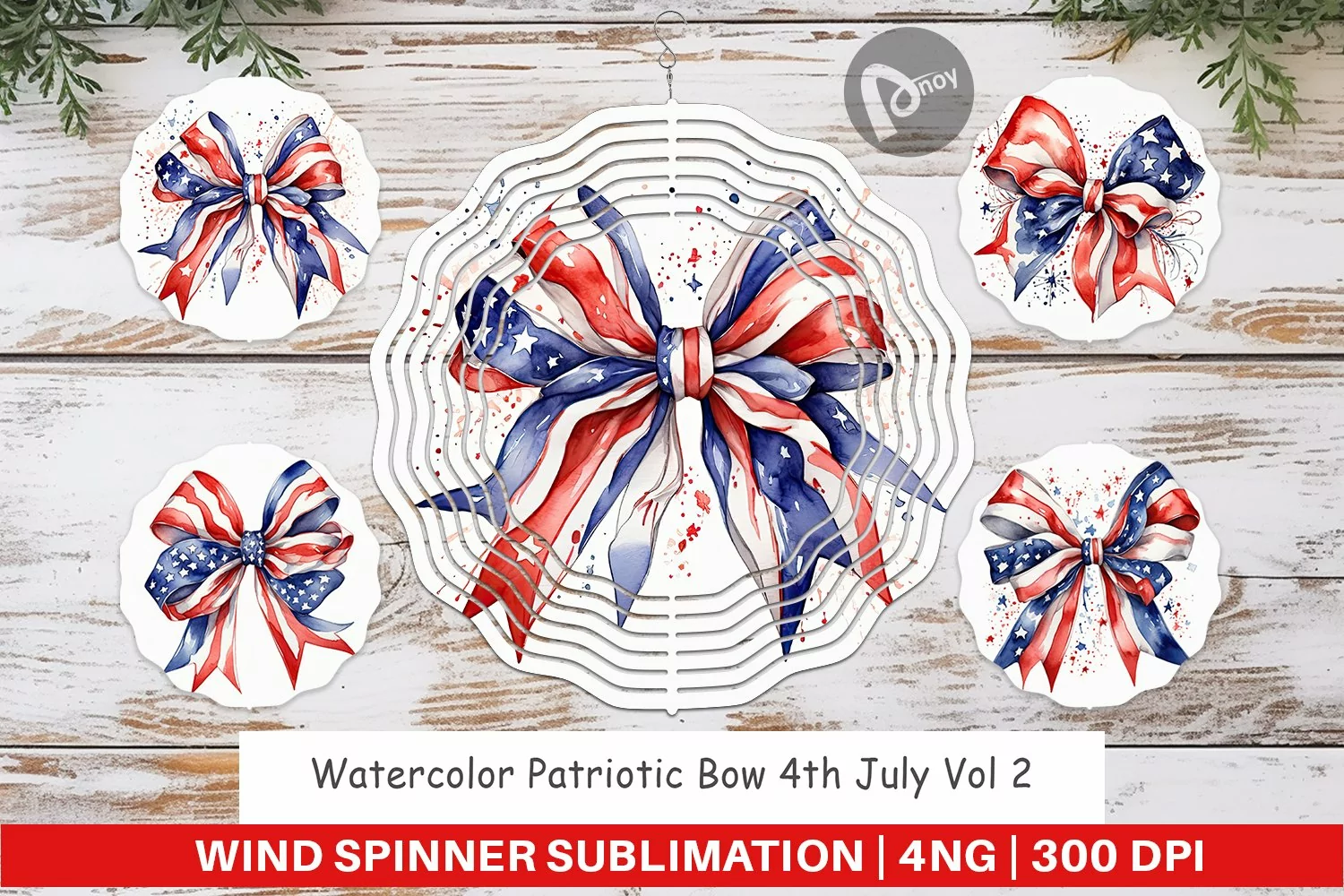 Wind Spinner Watercolor Patriotic Bow product image 1