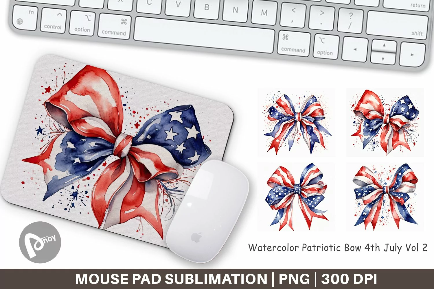 Mouse Pad Watercolor Patriotic Bow product image 1