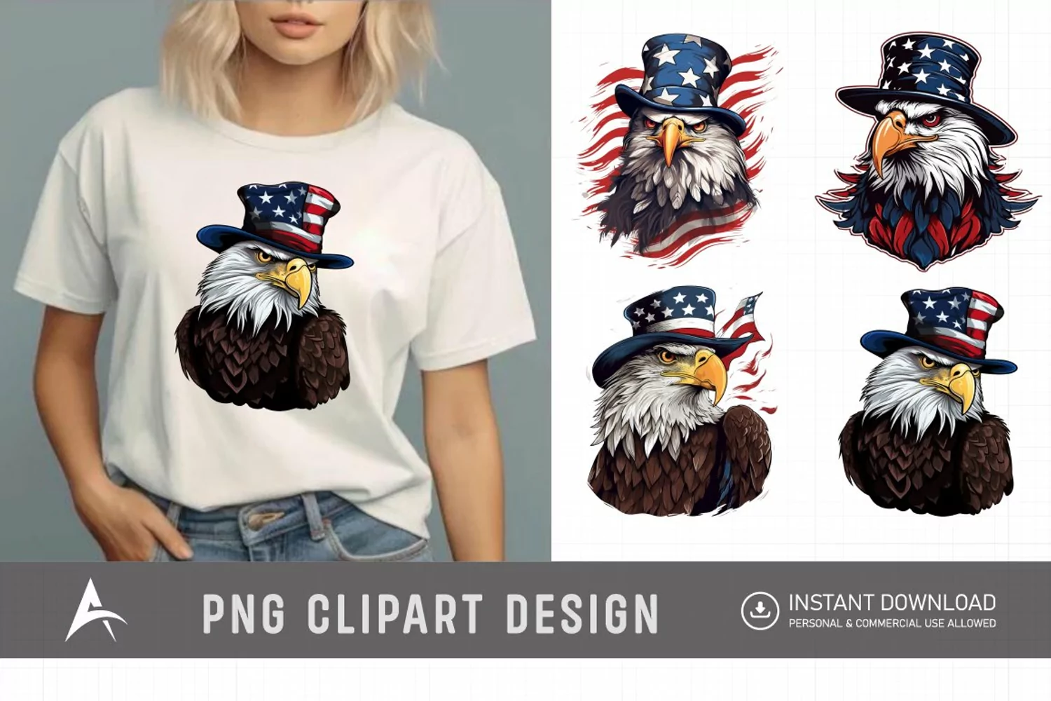 Watercolor Patriotic Eagles Clipart product image 1