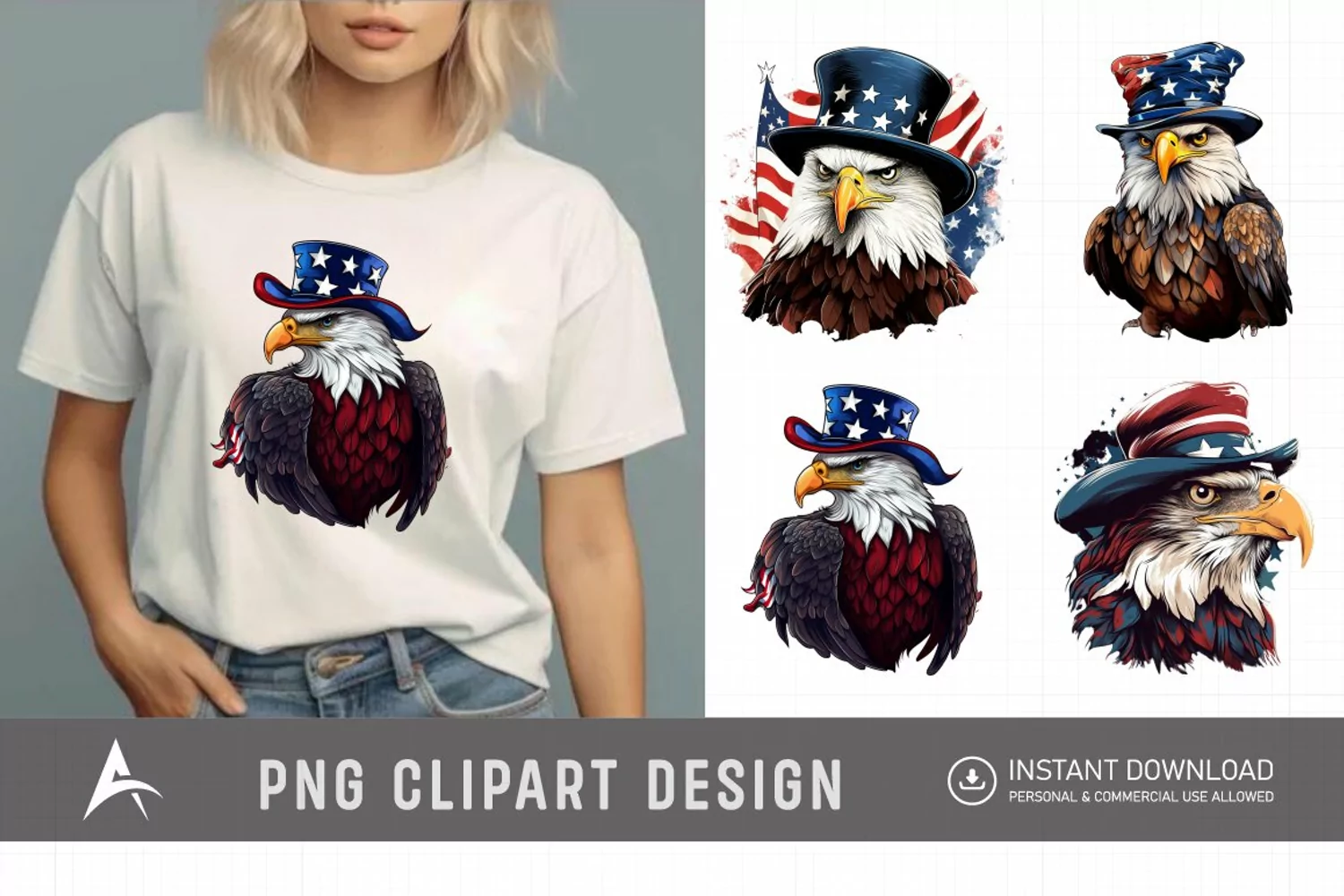 Watercolor Patriotic Eagles Clipart product image 1