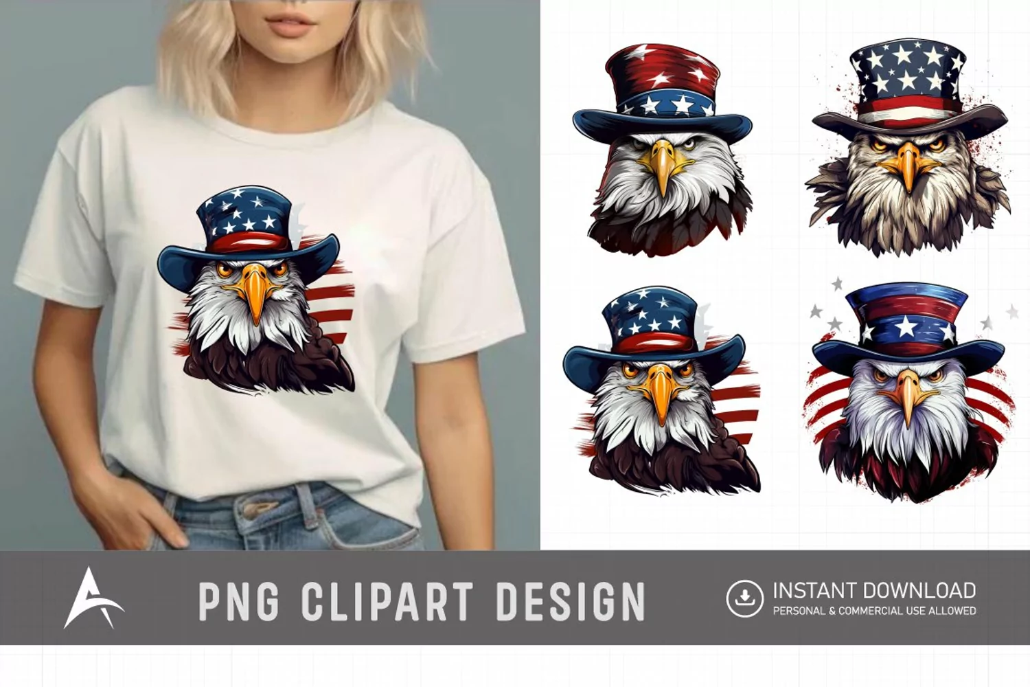 Watercolor Patriotic Eagles Clipart product image 1