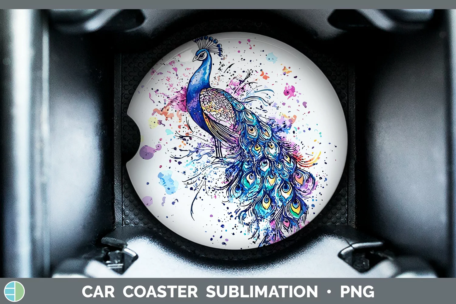 GorgeousWatercolor Car Coaster design.
