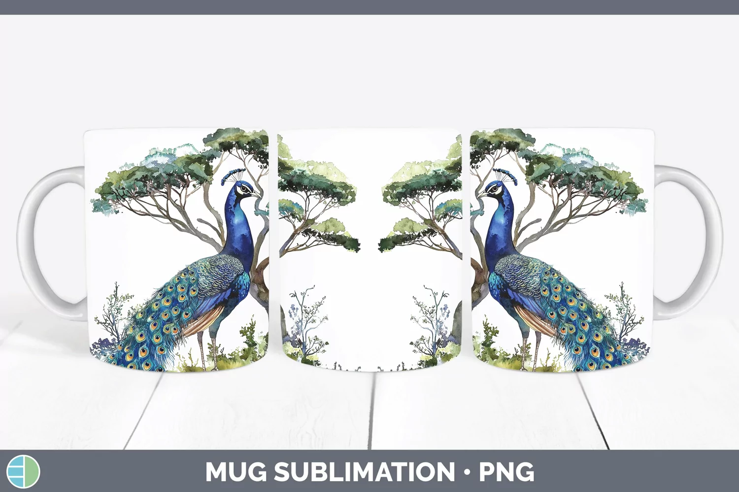 GorgeousWatercolor Mug Wrap design.